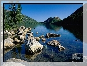 Jezioro, Wzgórza, Kamienie, Lasy