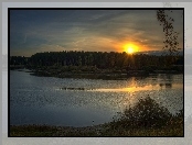 Jezioro, Słońca, Lasy, Promienie
