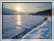Lód, Słońce, Zima, Jezioro