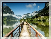 Molo, Jezioro Hallstättersee, Hallstatt, Austria, Góry