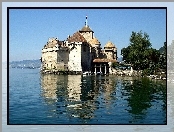 Jezioro, Zamek, Chillon, Montreux, Szwajcaria
