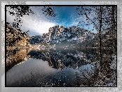 Altaussee, Jezioro Altausseer See, Góry, Austria, Drzewa, Styria