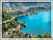 Jezioro Genewskie, Montreux, Szwajcaria, Zamek Chillon, Z lotu ptaka