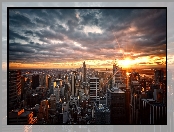 Nowy Jork, Zachód słońca, Manhattan, Drapacze chmur