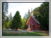 Kalifornia, Drewniany, Kościółek, Drzewa, Yosemite