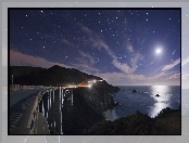 Kalifornia, Most Bixby, Noc, Światło, Księżyca