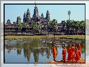 Kambodża, Staw, Angkor Wat, Mnisi