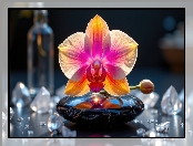Kwiat, Kamień, Kryształki, Storczyk, AI