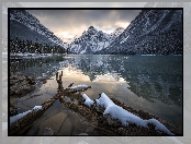 Kanada, Góry, Jezioro Mistaya Lake, Zima