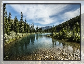 Kananaskis Country, Las, Jezioro Mount Lorette Ponds, Kanada, Góry Canadian Rockies, Prowincja Alberta