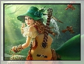 Dziewczyna, Kapelusz, Gitara