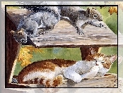 Karmnik, Malarstwo, Kot, Wiewiórki