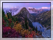 Park Narodowy Północnych Gór Kaskadowych, Stan Waszyngton, Jezioro, Stany Zjednoczone, Góry, Drzewa, Kolorowe, Krzewy