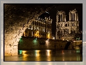 Most, Katedra, Paryż, Noc, Notre Dame, Rzeka