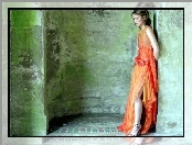 Keira Knightley, Pomarańczowa, sukienka