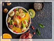 Kiwi, Sałatka, Owocowa, Banany, Orzechy