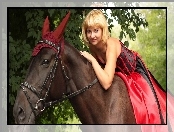 Kobieta, Uszy, Blondynka, Koń