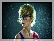 Kobieta, Zbliżenie, W Deszczu, Okulary