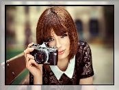 Kobieta, Twarz, Aparat fotograficzny Olympus