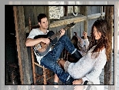 Kobieta, Taras, Mężczyzna, Gitara
