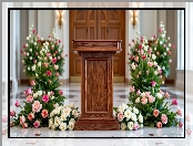 Mównica, Kolorowe, Kwiaty, Dekoracja, Róże