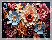 Kwiaty, Kolorowy, 2D, Bukiet, Grafika