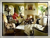 Salon, Meble, Kominek, Stylowe