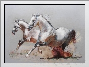 Obraz, Konie, Galop