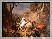 Konie, Obrazu, Wilki, Reprodukcja