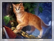 Kot, Fantasy, Okulary, Art