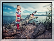 Dziewczynka, Krokodyle, Morze
