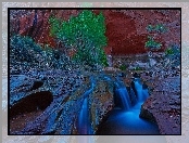 Krzewy, Kanion, Utah, Rzeczka, Wodospad