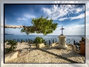 Krzyż, Morze, Włochy, Wybrzeże, Pomnik, Drzewo