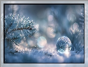 Iglak, Zima, Szklana, Grafika AI, Śnieg, Gałązka, Kulka