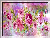 Kwiaty, Kolorowe tło, Róże, Grafika 2D