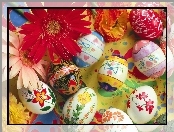 Kwiaty, Wielkanoc, Kolorowe, Malowane, Jaja