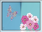 Motyl, Kwiaty, Grafika