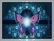 Kwiaty, Grafika, Motyl, Światło