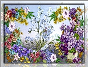 Kwiaty, 2D, Niezapominajki, Grafika