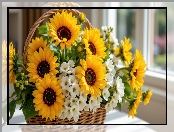 Kwiaty, Koszyk, Słoneczniki