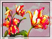 Kwiaty, Grafika, Czerwono-żółte, Tulipany
