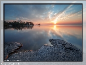 Jezioro Ładoga, Rosja, Zachód słońca