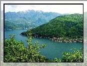 Góry, Lago Di Lugano, Szwajcaria, Woda, Drzewa