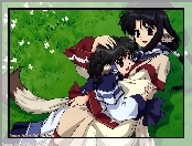 Utawarerumono, łąka, dziewczynki