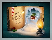 Święta, Książka, Życzenia, Lampa, Bajkowo