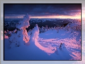 Francja, Wschód Słońca, Zima, Mont Ventoux, Góry, Prealpy Francuskie, Las