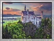 Góry, Niemcy, Bawaria, Zamek Neuschwanstein, Lasy