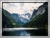 Zielone, Austria, Gosauseen, Lasy, Jezioro, Góry Dachstein