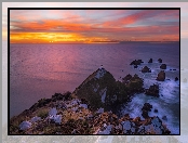 Latarnia morska Nugget Point, Skały, Region Otago, Morze, Nowa Zelandia