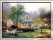 Lato, Obraz, Reprodukcja, Thomas Kinkade, Dom